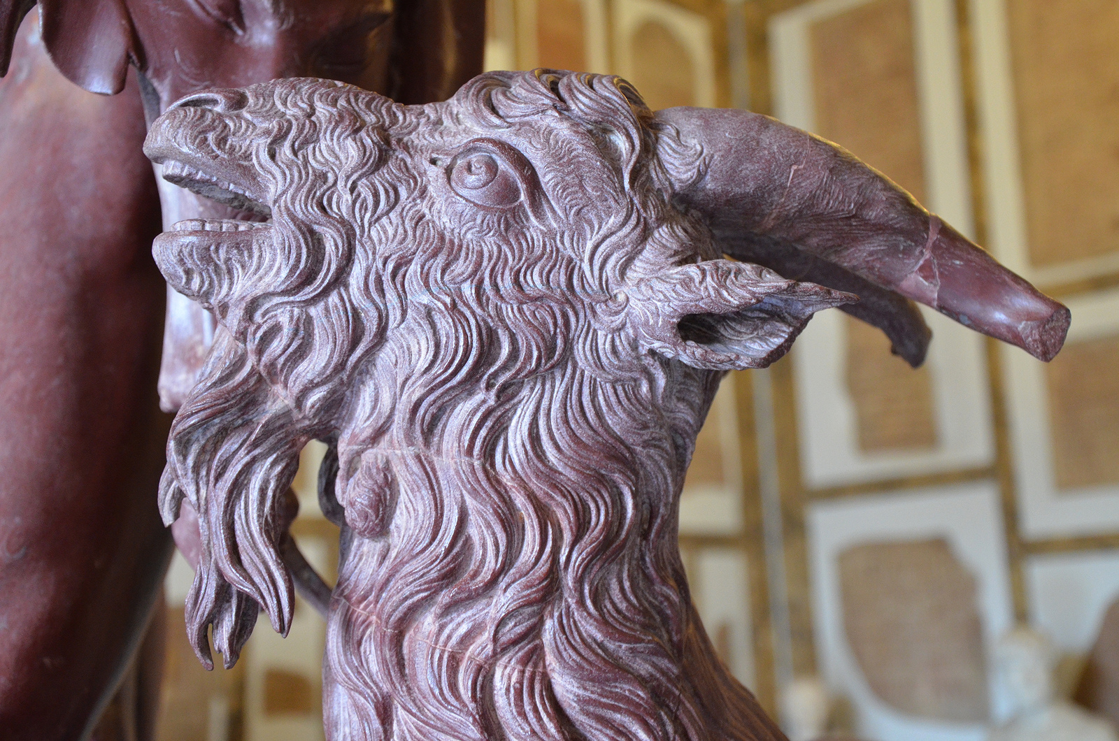 Art and sculptures from Hadrian’s Villa: Statue of a satyr in red marble