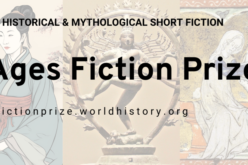 Ink of Ages Fiction Prize banner with global historical figures in the background